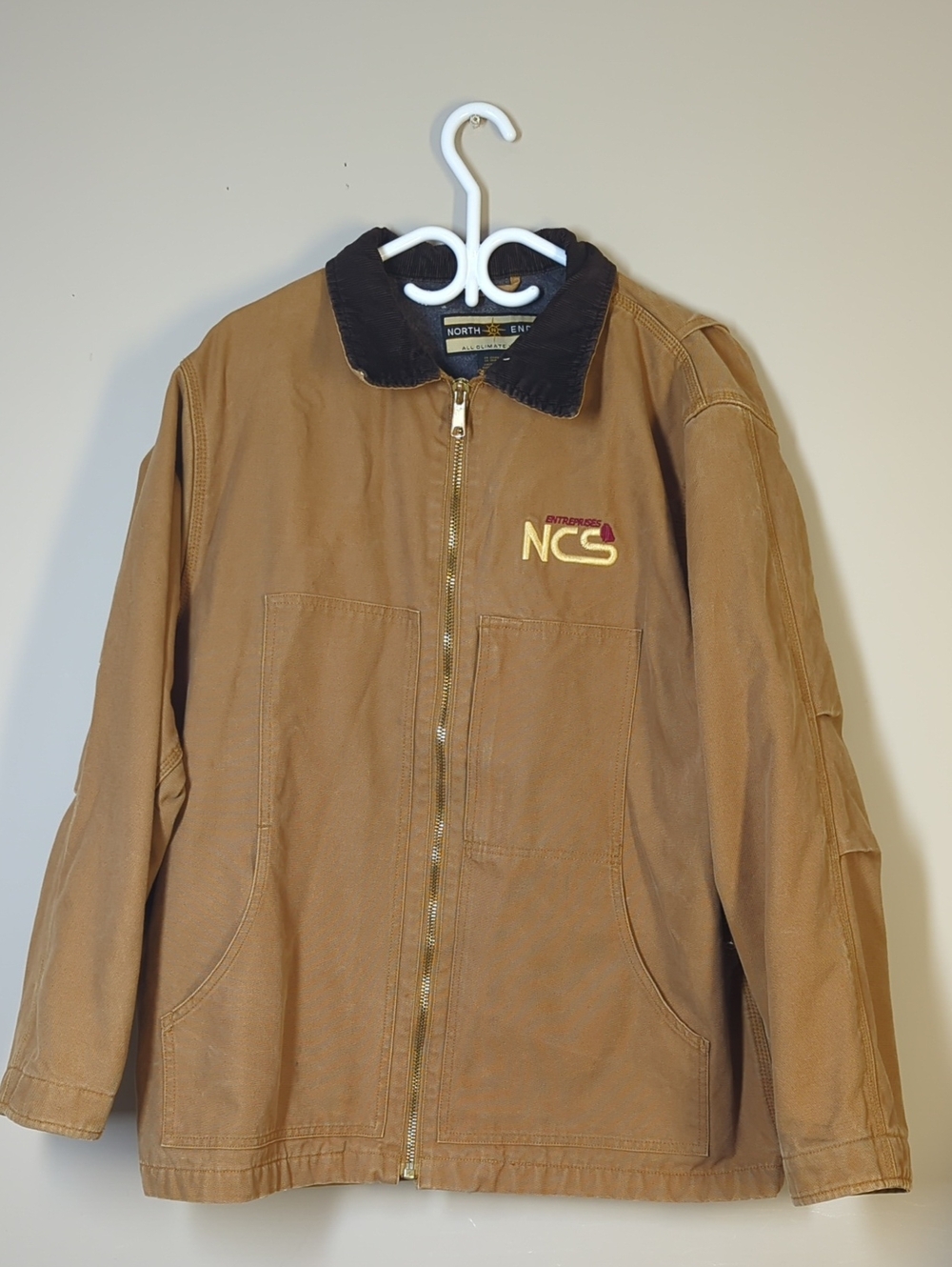 Men's Barn Jacket Brown Work Jacket with Corduroy Collar Utility Coat M